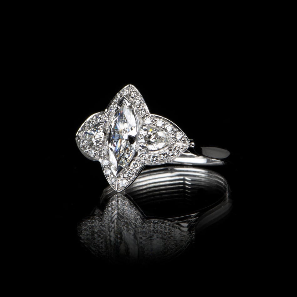 Marquise & Pear Diamond Cluster Ring