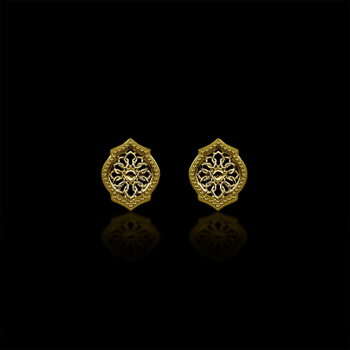 Mauresque Studs in Yellow Gold