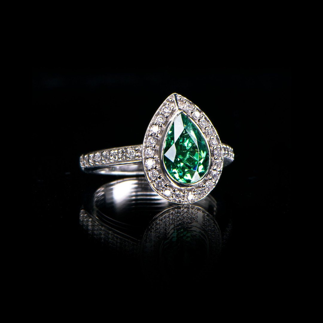 Pear Tourmaline & Diamond Cluster Ring