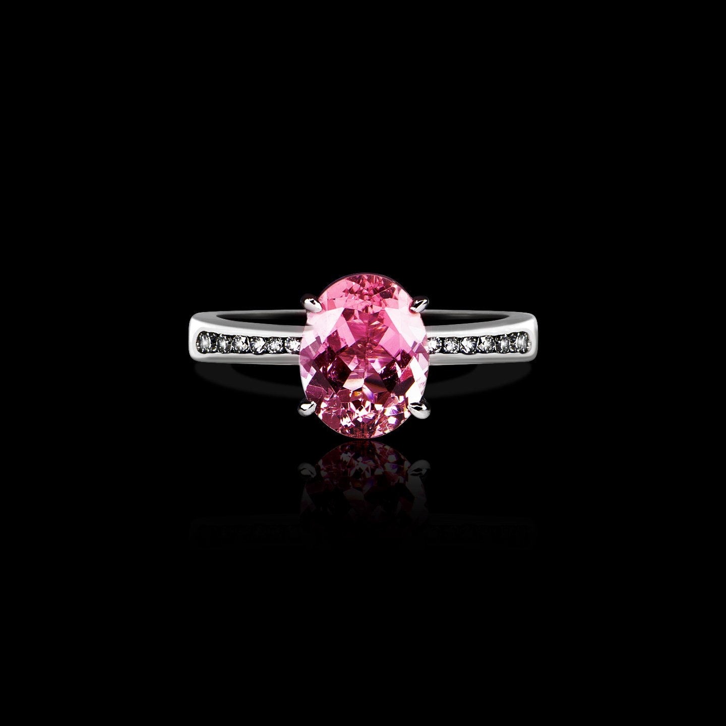 Oval Pink Tourmaline  & Diamond Ring