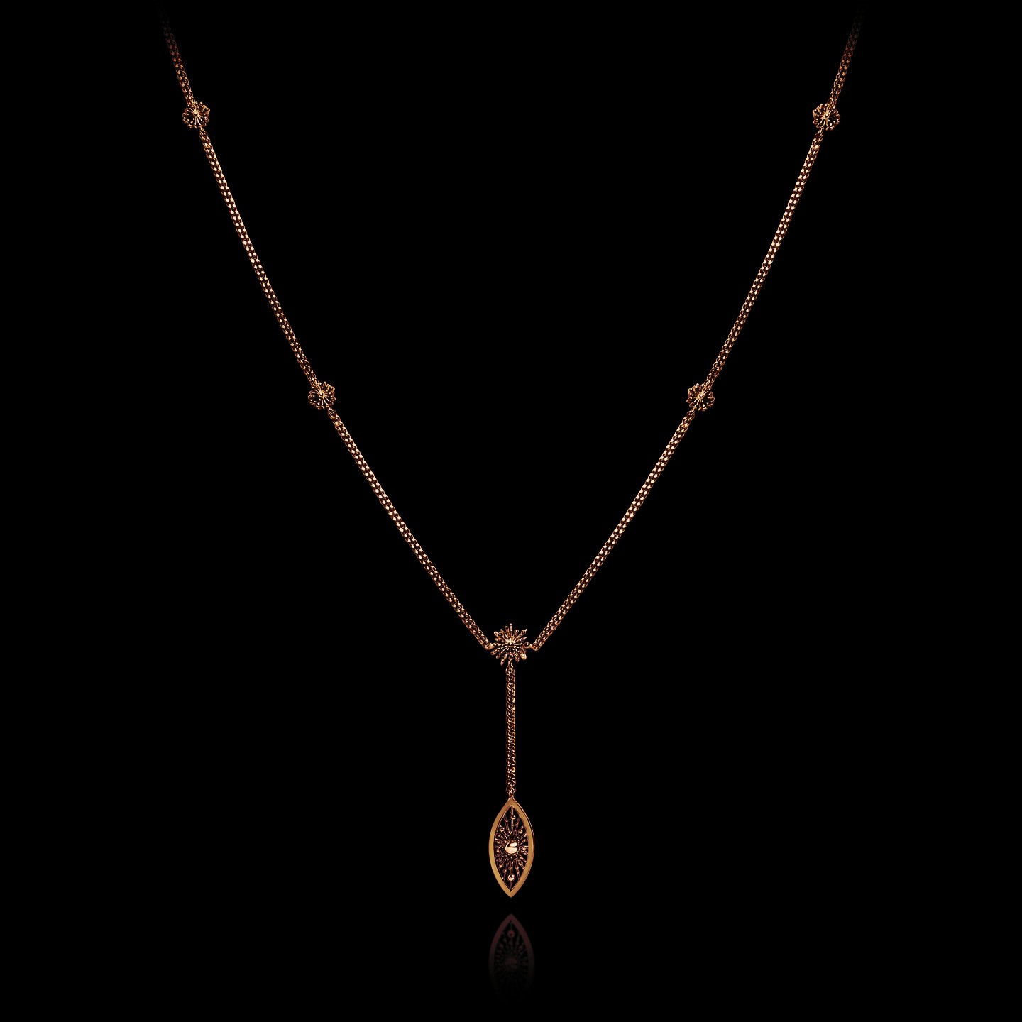 Soleil Marquise Necklace in Rose Gold